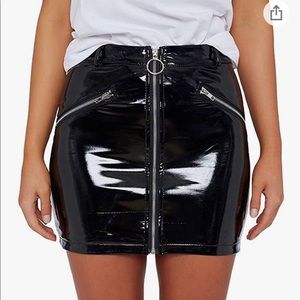 Patent Pleather Skirt with O-ring front zipper!